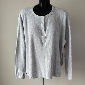 Aerie Gray Waffle Knit Henley Tunic